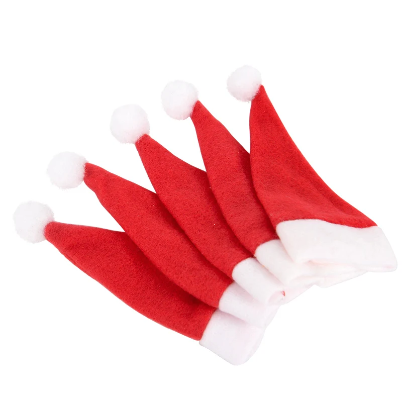 10/20pcs Mini Hat Christmas Cutlery Holder Set Fork Knife Cutlery Bag Christmas Party New Year Decoration Tableware Bag Holders