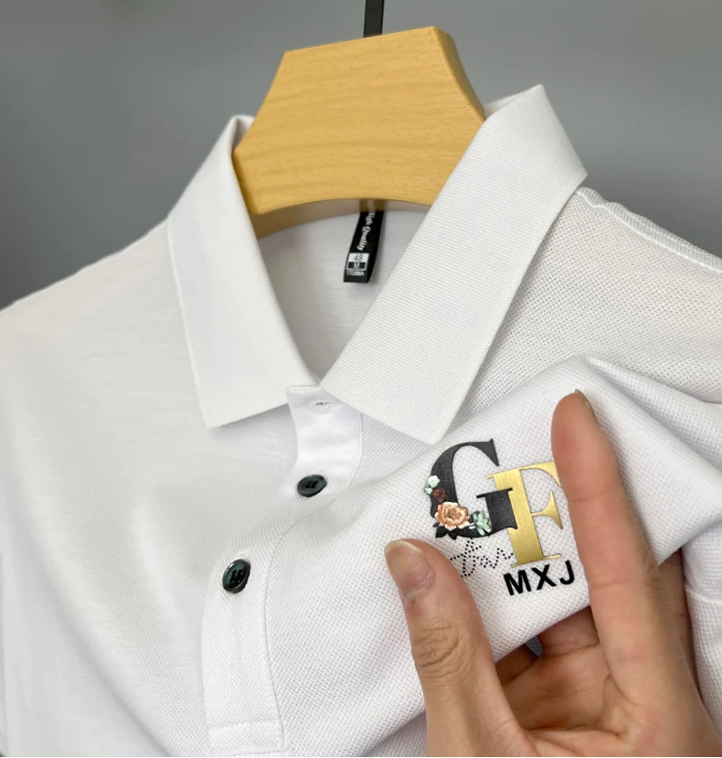 

High-end Brand Solid High-quality T-shirt Printing Summer Man Polo Shirt Luxury Style Short-sleeved Korean Shirt Lapel Men's
