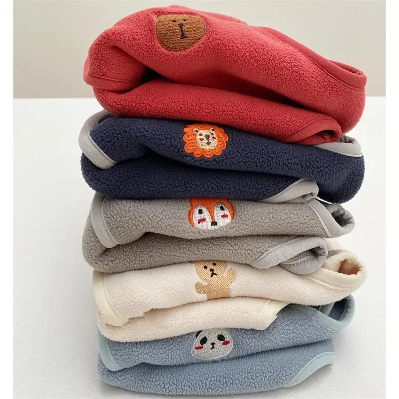 Cute Cartoon Plush Kids Vests Waistcoats Boys Girls Vest Winter Warm Fleece Children's Cotton Vest 1-7Years 2023