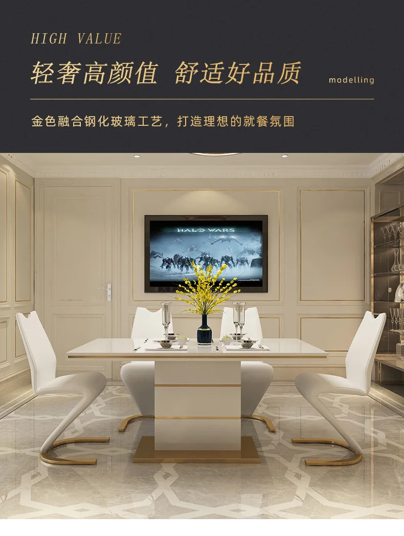 Description Picture 4 of itemCoffee Kitchen Dining Tables Console Living Room Salon Luxury Dining Tables Reception Mesa De Cocina Y Sillas Home Furniture