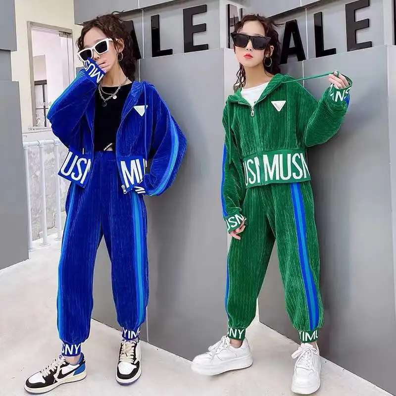 

Girl Spring Autumn Sports Clothes Costume Outfit Suit Kids Tracksuit Clothing Set Kids Korean Jackets Tracks Teen Casual Sports