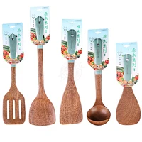 Wooden Spoons for Cooking Wenge Wood Kitchen Utensils Set Spatula Set for Stirring Baking Non Stick Wooden Utensils 1/5 Pcs 6