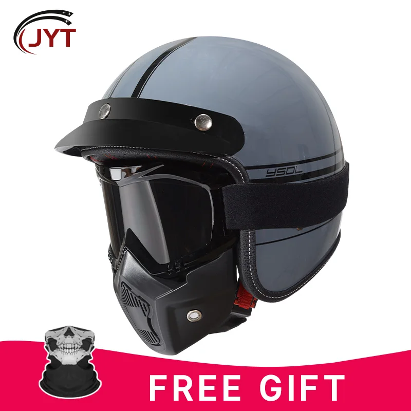 

DOT Approved Open Face Helmet 3/4 Jet Helmets ABS Shell Safety Cap for Men Women Four Seasons Moped Scooter Cruiser Chopper