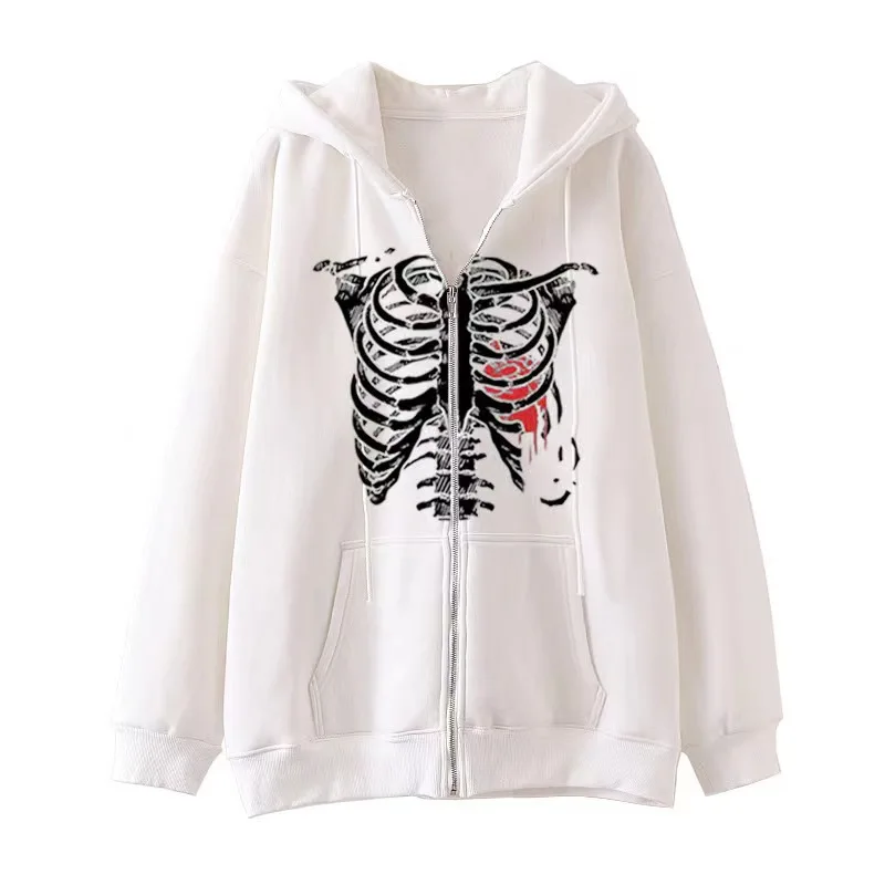 

Dark Style Sweatshirt Women's Hoodie Couple Skull Plus Size Zipper Sweater