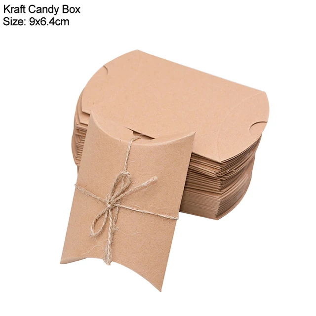 10/20/30Pcs Pillow Candy Box Kraft Paper Christmas Gift Packaging Boxes Candy Bags Wedding Favors Birthday Party Decorations Style1