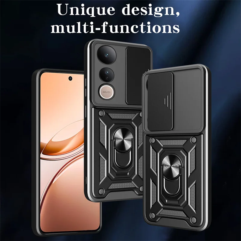 Enhanced Armor Case with Lens Protection and Magnetic Ring Holder
