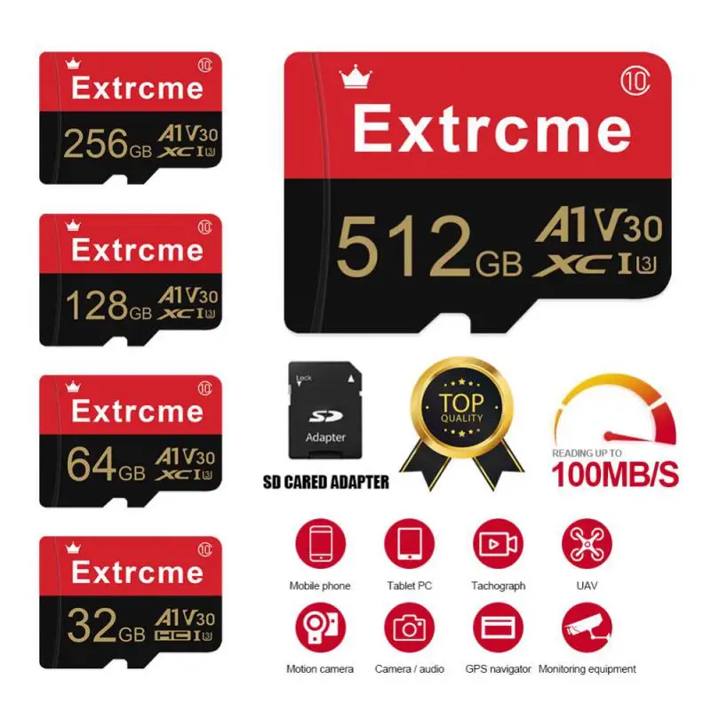 닌텐도 스위치 전화 스피커 로봇용 울트라 마이크로 메모리 카드, 고속 SD/TF 플래시 카드, 미니 SD TF 카드, 512GB, 256GB, 128GB