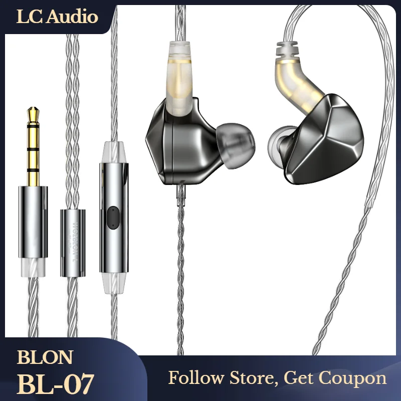 BLON BL07 BL07 In Ear Earphones 10mm Fiber Diaphragm HIFI Headphone DJ