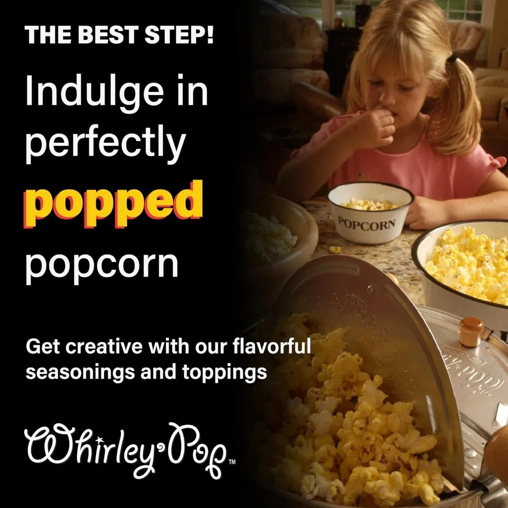 Platinum Series Whirley Pop Popcorn Maker - 6 Quart Stainless Steel Popcorn Popper, Popcorn Maker with¬†Metal Gears 6