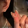Delicate Small Circle Stud Earrings for Women Gold Color Crystal Minimalist Korean Party Summer Fashion Jewelry Accessories 1