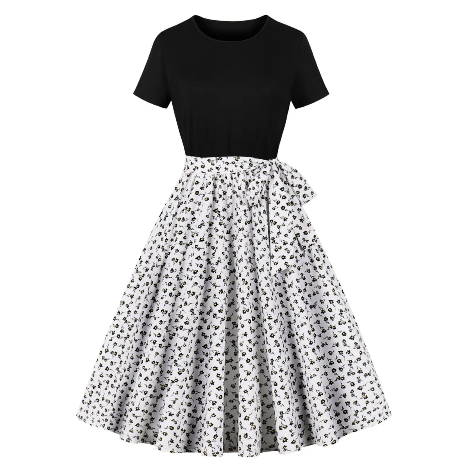 Cocktail Dresses For Women Summer European Retro Printed Big Hem Vestidos Elegant Temperament Casual Party Dress For Womens - 4