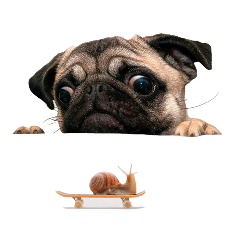 Cartoon Car Styling Wall Home Glass Window Door Laptop Truck Decalcomanie In Vinile 3D Pug Dogs Watch Snail Car Sticker