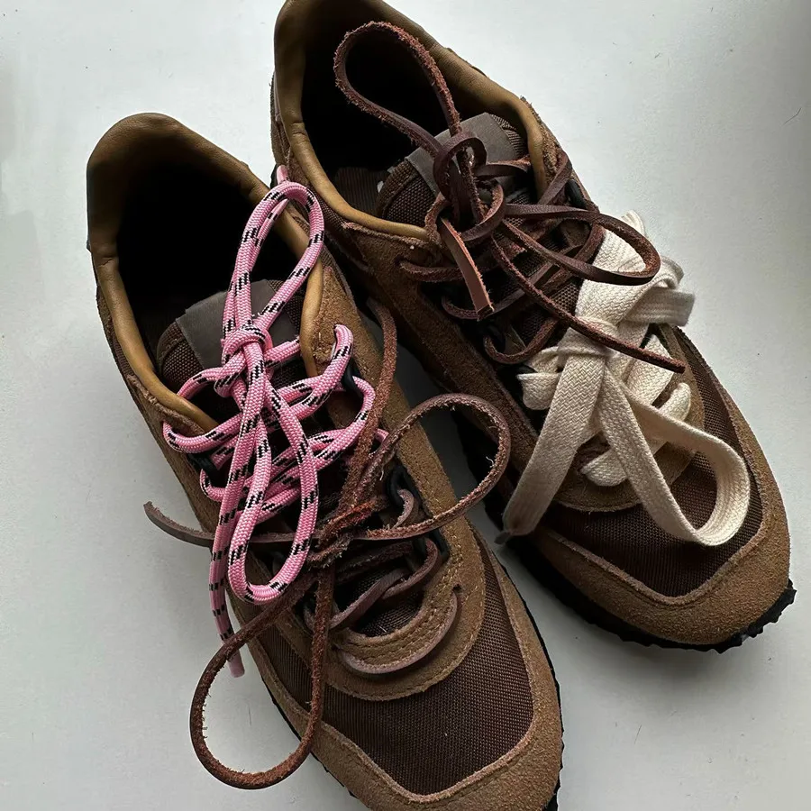 4 Stück/Set Vintage DE Trainingsschnürsenkel, runde, flache Lederschnürsenkel für Herbst und Winter, Kombination für DIY-Sport- und Freizeitschuhe, Dekoration – Detail 8