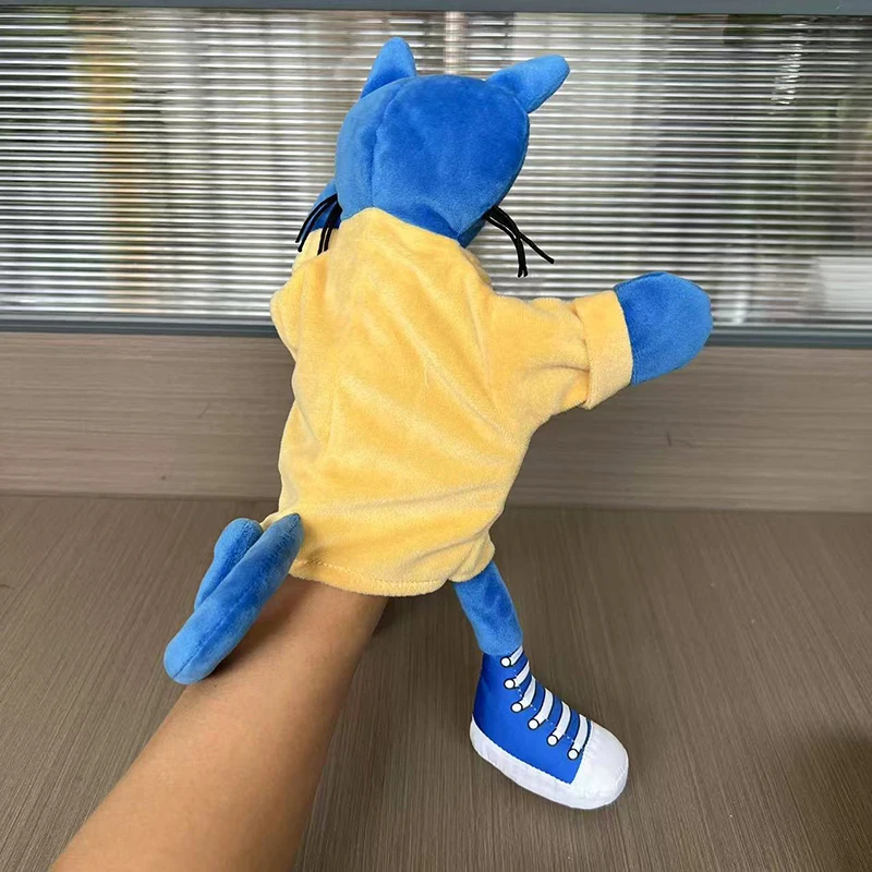 New 30cm Pete The Cat Hand Puppet Plush Children Soft Doll Talk