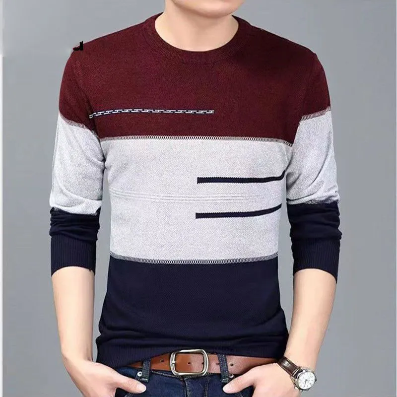 Spring Autumn KPOP Fashion Style Harajuku Slim Fit T-shirts Loose Casual All Match Knitwear Insert O Neck Long Sleeve Sweaters