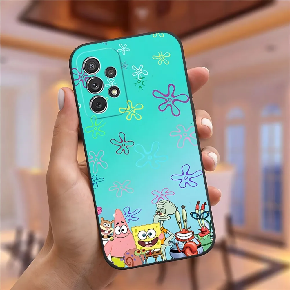 Cute SpongeBob SquarePants Phone Case for Samusng S23 Ultra S22 S20 Fe S21 Plus Galaxy A54 A34 A24 A53 M54 Note 20 Back Cover