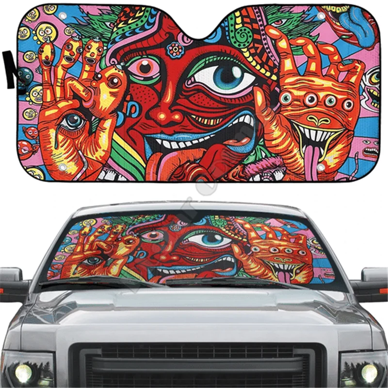 

Mysterious Hippie Peace 3d Printed Car sunshade Auto Sun Shade Car Truck Decor Windshield Sunshade,Blocks UV Rays Sun
