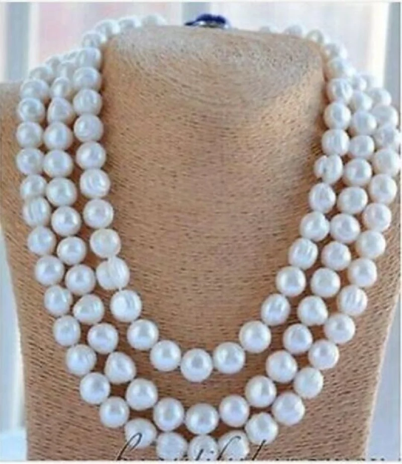 

50 single strand AAA 12-13mm South China Sea Baroque white pearl necklace with 14K buckle