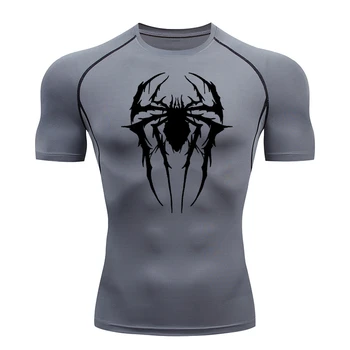 Men's Spider Graphic Compression Shirts Quick Dry Gym Workout Rash Guard Athletic Tshirts 1