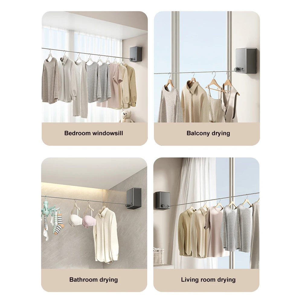 Retractable Clothesline Stainless Seel Pull-Out Clothes-Drying Machine Rope Space-Saving Clothes Drying Rack For Household 5