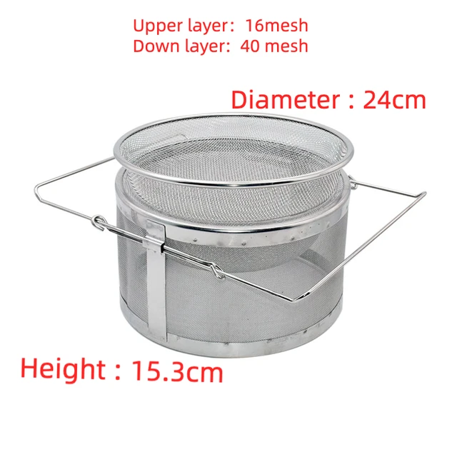 Rozsdamentes Acél Kettős Rétegű Méh Mézes Szűrő Szennyeződések Újrahasznosítható Hálószűrő Apikultúra Kaptár Felszerelés - Image 4