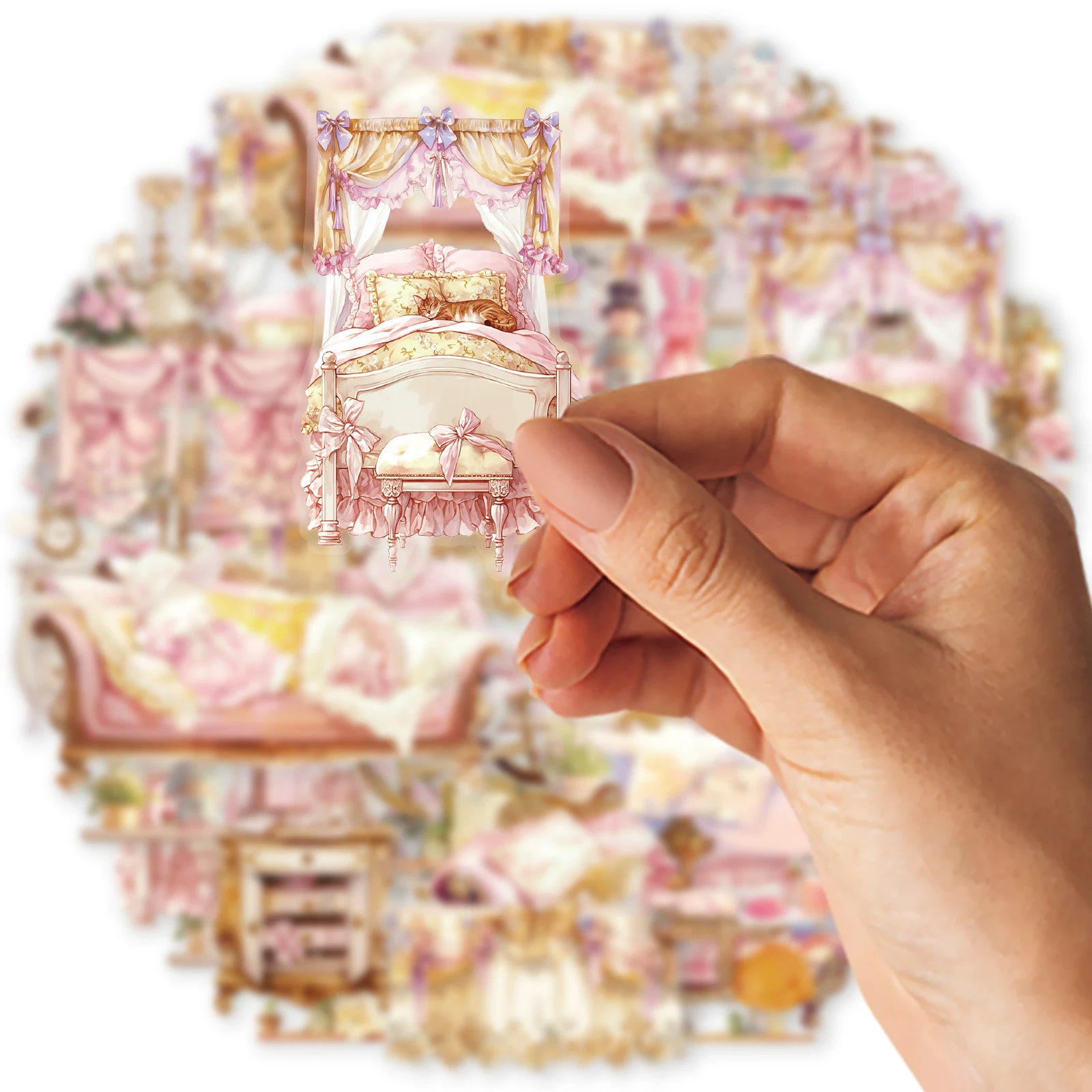 노트북, 전화 케이스, 스크랩북, 방 장식, DIY 저널, 문구 데칼을 위한 15개 동화 꿈 침대 스티커