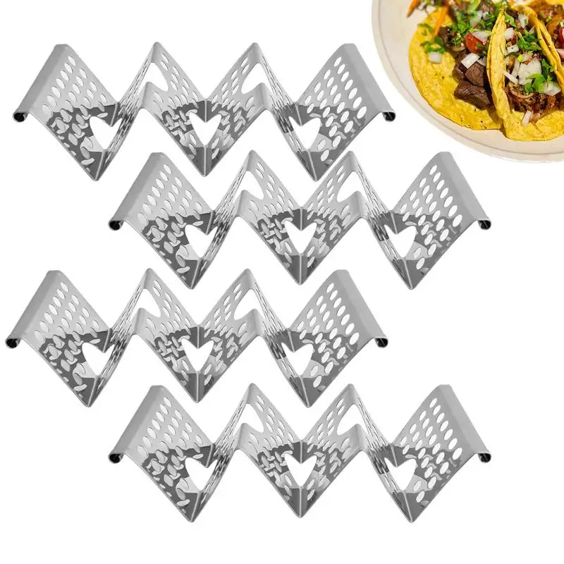

Taco Holders Set Of 4 Stainless Steel Tortilla Holder Stand Taco Rack Tray Style Taco Plates Oven Safe For Baking Dishwasher And