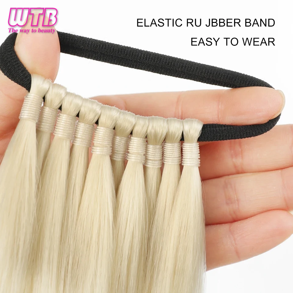 Ponytail Synthetic Hair Extensions Clip In Long Straight Wig DIY Braided For Woman