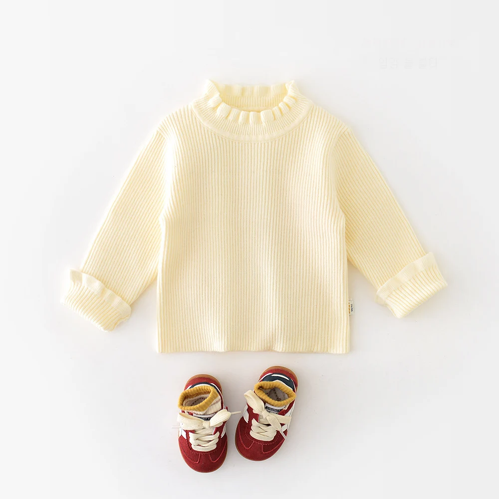 Autumn Baby Girls Knit Sweaters Ruffle Collar Pullover