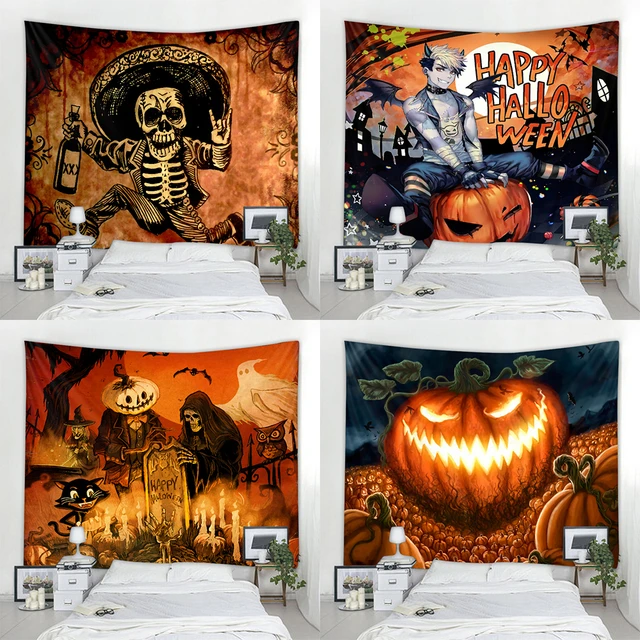 tapeçarias porta Halloween - Decorações abóbora Halloween