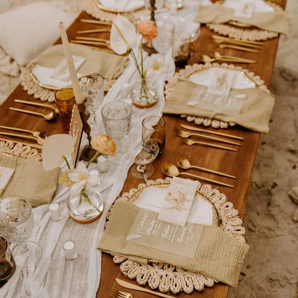 96/48/24/16PCS Wedding Boho Table Mats Woven Placemats Straw Braided  Tablemat Farmhouse Decor for Baby Shower Party 13.5inch