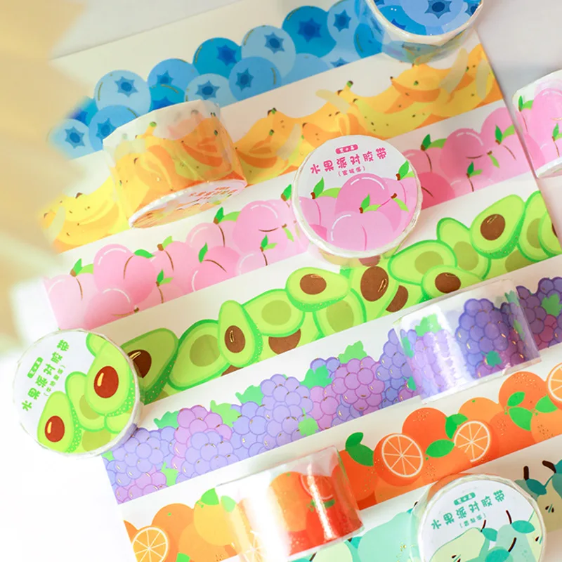 

MOHAMM 1 Roll Gold Foil Fruit Shaped Tape for Journal Page Scene Decoration DIY Planners Craft Material Supply