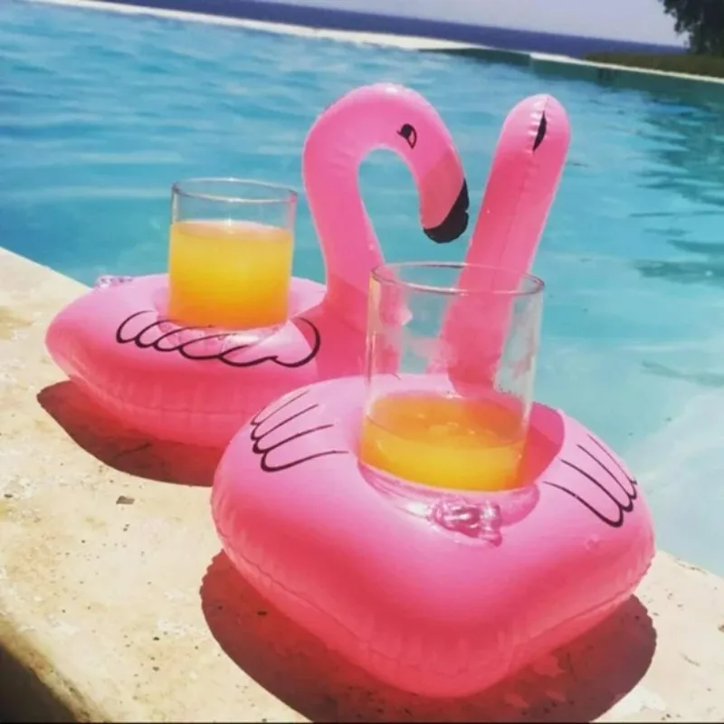 Flamingo Inflatable Drink Holders PVC Floating Cup Coasters for Pool Parties Summer Celebrations Cute and Durable Party Decor