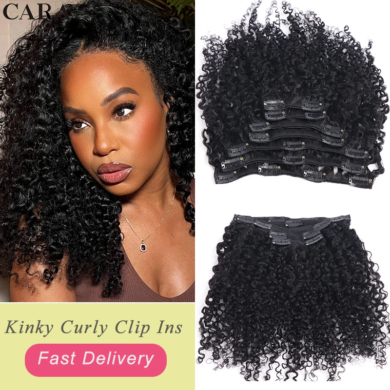 3C 4A Afro Kinky Curly Seamless Clip In Hair Extensions Human Hair
