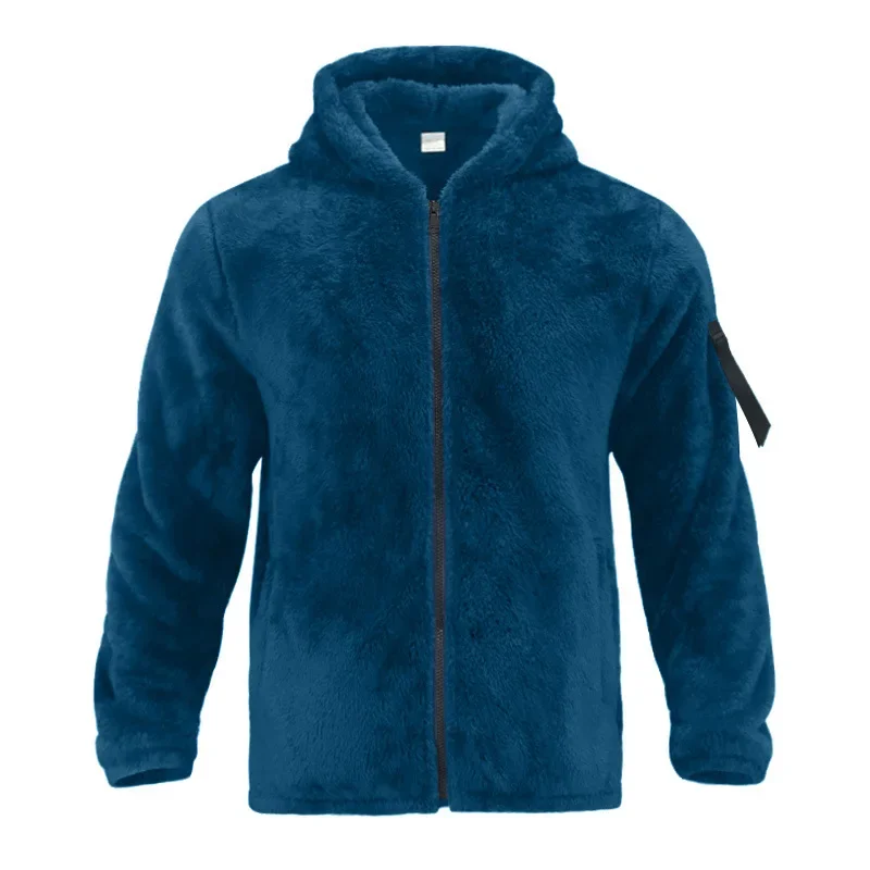 Herren-Doppelseitige Arctic Fleece Loose-Fit Kapuzenjacke mit Reißverschluss – Detail 30