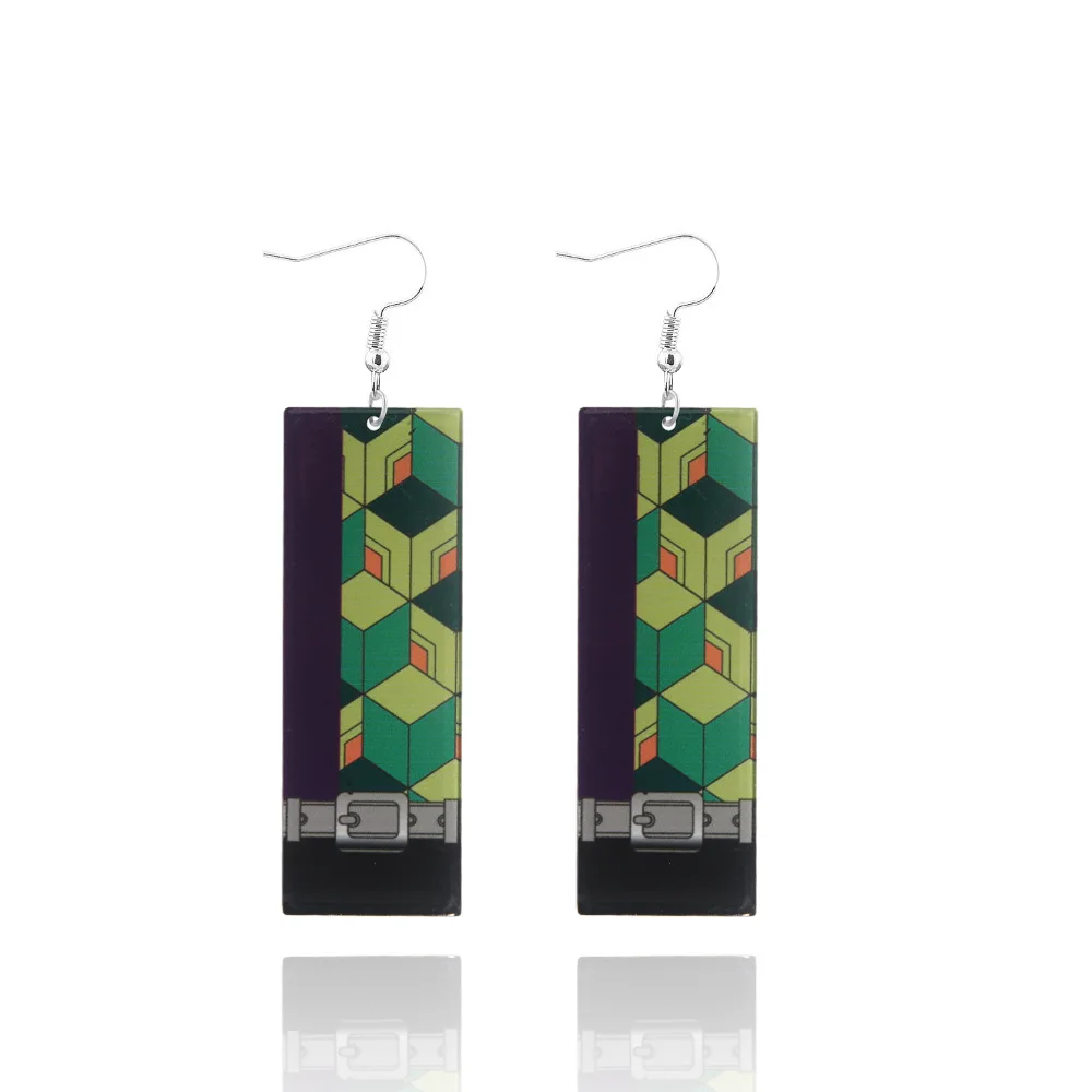 Anime Demon Slayer Acrylic Earrings Kimetsu no Yaiba Tanjirou Kochou Shinobu Butterfly Clip Earrings for Fans Cosplay Jewelry 6