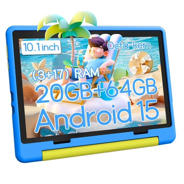 URAO 10 Inch Android 15 Tablet Cartoon Pattern Kids Tablet  20GB RAM 64GB ROM Learning Education Games Tablets Children's Gifts