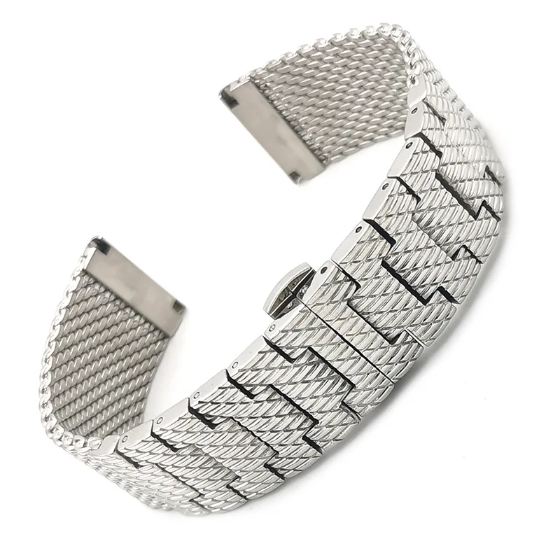 22MM 23MM Silver Butterfly Buckle High Quality Stainless Steel Band Fit For Xitiecheng Sky Eagle Watch Band
