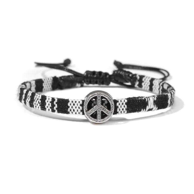 

Colorful Rope Woven Bracelet Classic Peace Sign Charm Bracelet Handmade Adjustable Bracelets for Men Women Lucky Jewelry Gifts