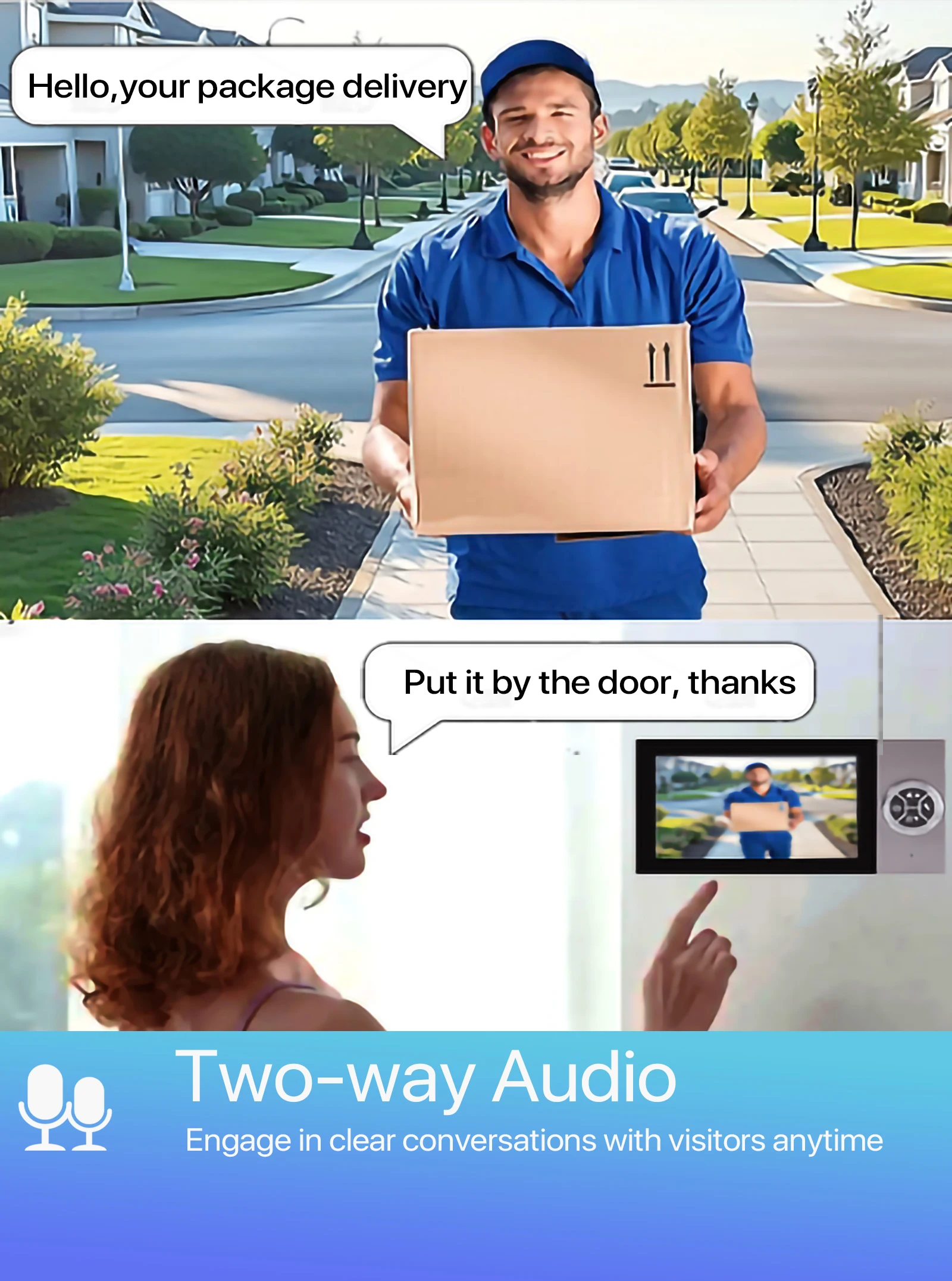S57ac82bb3bd94f5d808d36bb53f3aad7V 7 Inch 4-Wired 1080P Waterproof Video Intercom Doorbell, Home Assistant Intercom System for Villa Apartment Gate
