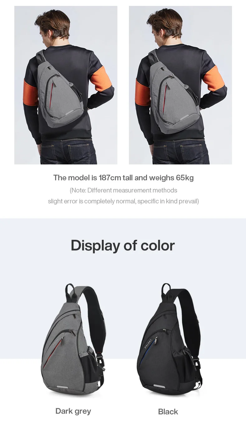 Mixi One Shoulder Backpack - Versatile Sling Bag for Men and Women - Crossbody, USB, and Fashionable for Cycling, Sports, Travel, and School