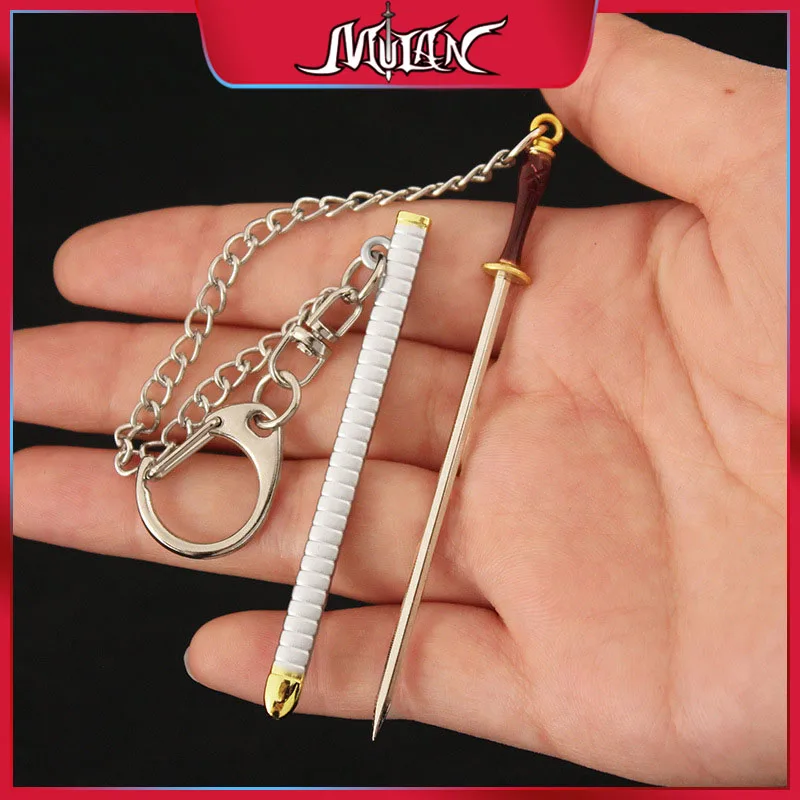 One Piece Mini Keychain Hawkins Weapon 9cm Rice Handle Grass Knife Sword Game Model Military Tactical Knives Samurai Swords Toys one piece mini keychain hawkins weapon 9cm rice handle grass knife sword game model military tactical knives samurai swords toys