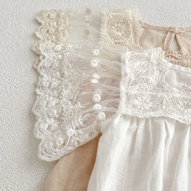 رومبير دانتيل بأكمام منفوخة للفتيات الصغيرات ، بدل...