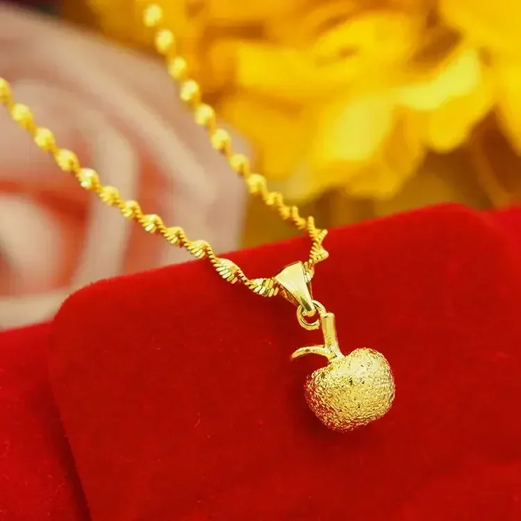 9999 24K REAL gold necklace women's pendant jewelry gold necklace