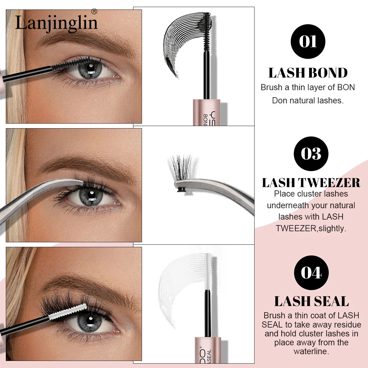1PC 2 in 1 Bond and Seal/Lock Dual-Ended Eyelash Glue Waterproof Fast Drying Glue and Sealer Strong Hold Cluster Lash Glue Tools 6