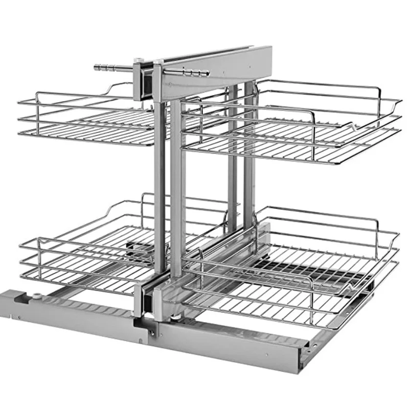 Built-in temperado vidro gaveta, cozinha armazenamento rack, armário de canto, todos puxar para fora, o pequeno monstro puxar cesta