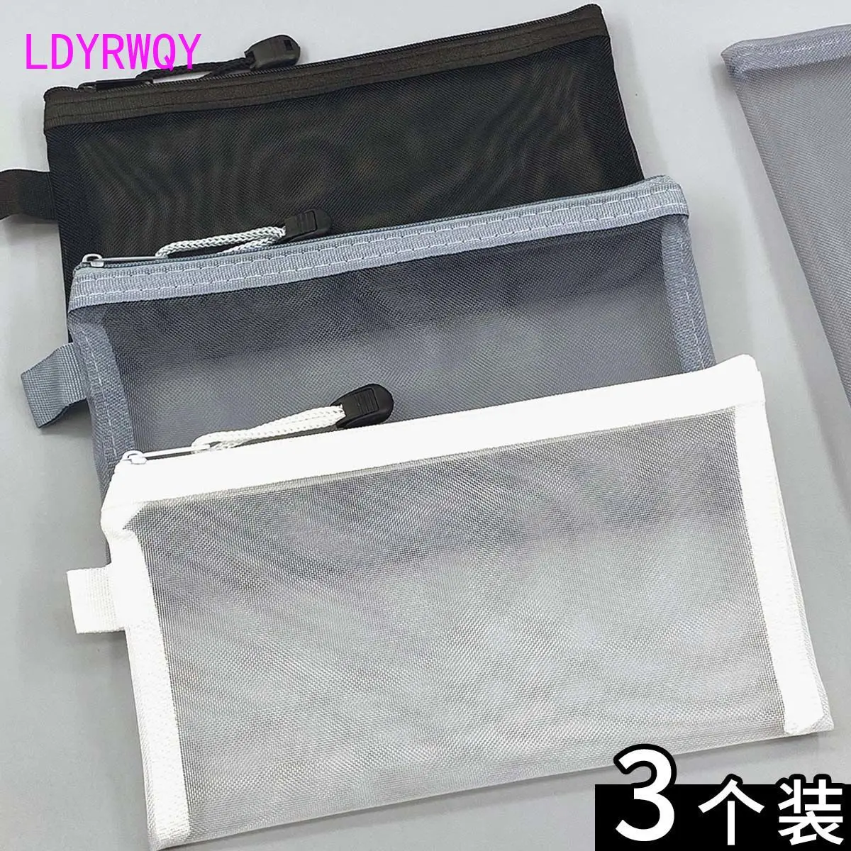 Stationery Holder transparent mesh pencil case storage bag  Portable pencil case with large capacity pencil case