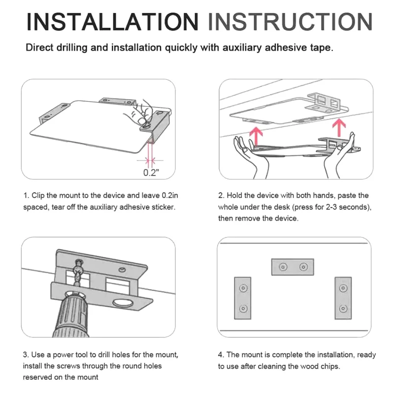 [E] 책상 아래 노트북 보관 브래킷 금속 보호 트레이 홀더(나사 포함) 노트북 마운트