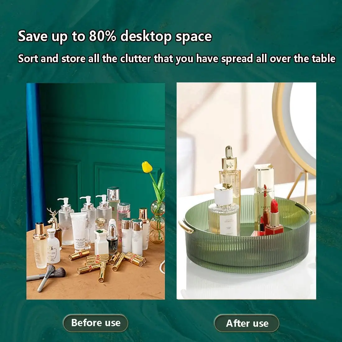 360 Rotating Makeup Organizer Tray Round Cosmetic Storage Holder for Jewelry, Perfume Rotating Spice Rack For Bathroom Kitchen 3