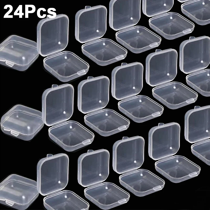 24Pcs Small Boxes Square Transparent Plastic Box Jewelry Storage Case Finishing Container Packaging Storage Box for Earrings Jewelry Packaging & Displays luxury Jewelry Packaging & Displays